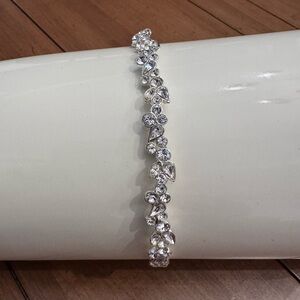 Givenchy Silver Crystal Leaf Bracelet